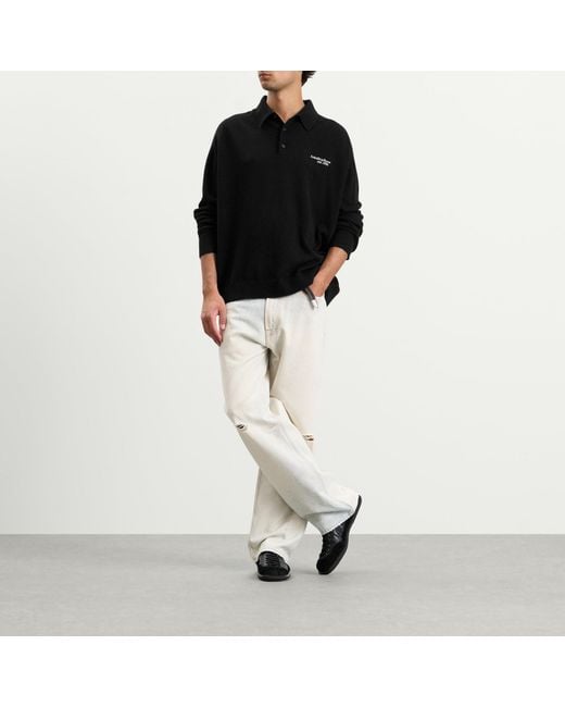 Acne Black Kluxey Light Richard Yak Polo Jumper for men