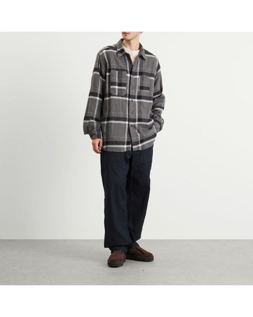 Engineered Garments Gray Brushed Big Plaid Work Shirt for men