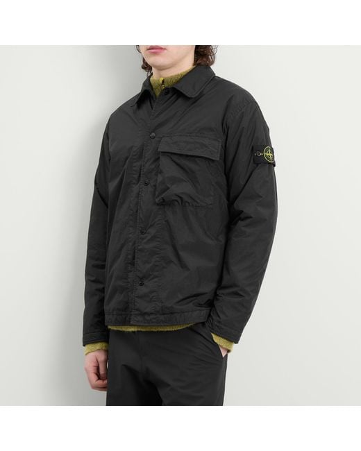 Stone Island Black Crinkle Reps Shirt Jacket for men