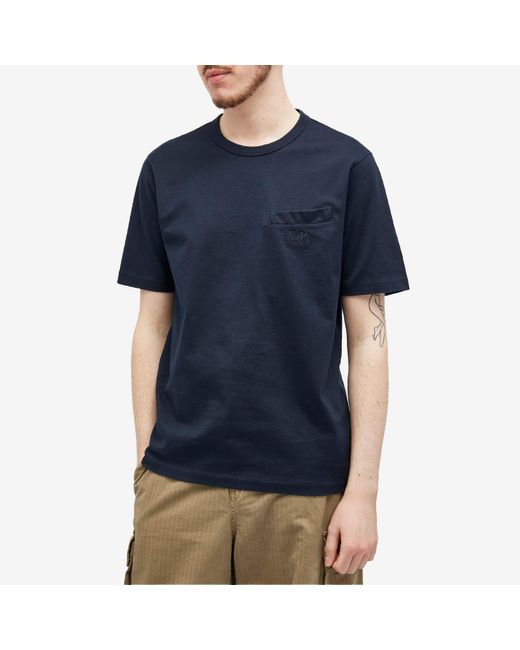 C P Company Blue 30/2 Mercerized Jersey Twisted Pocket T-Shirt for men