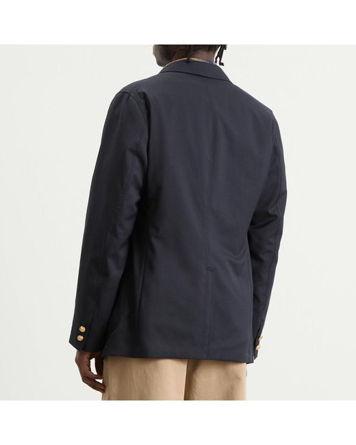 Beams Plus Blue 3 Button Combat Wool Blazer for men