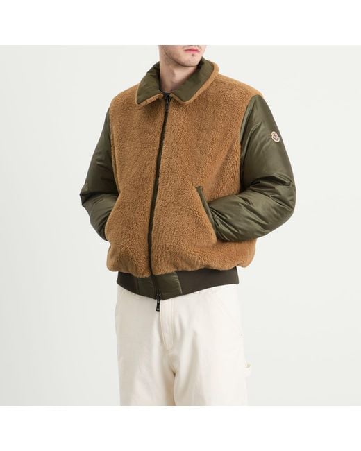 Moncler Green Maulevrier Bomber Reversible Teddy Jacket for men