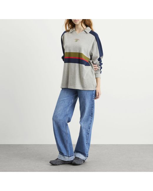Damson Madder Gray Verity V-Neck Rugby Shirt