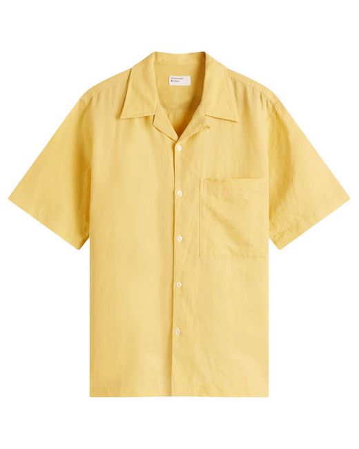 Universal Works Yellow Linen Cotton Camp Shirt for men