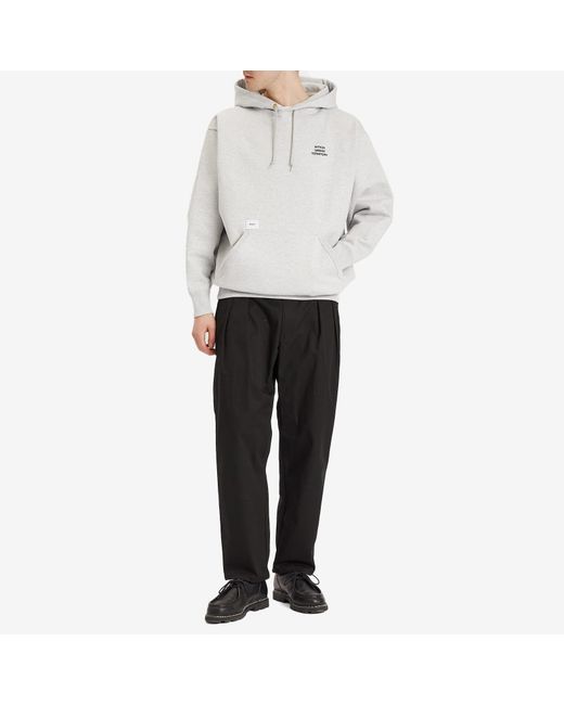 (w)taps White Wut Embroidered Hoodie for men