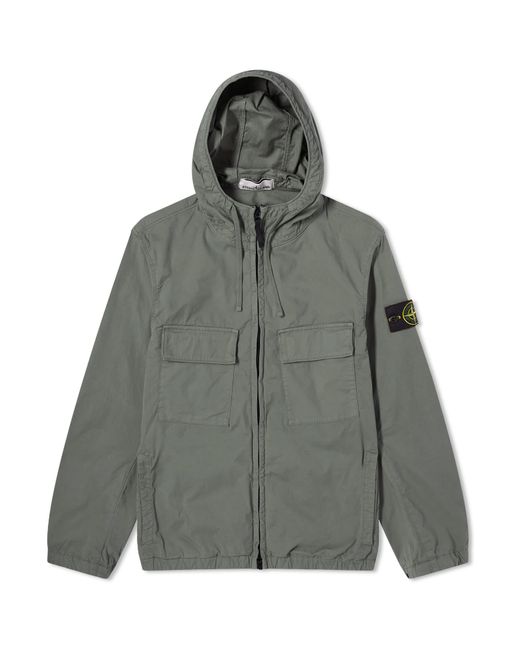 Stone Island Gray Supima Cotton Twill Stretch-Tc Hooded Jacket for men