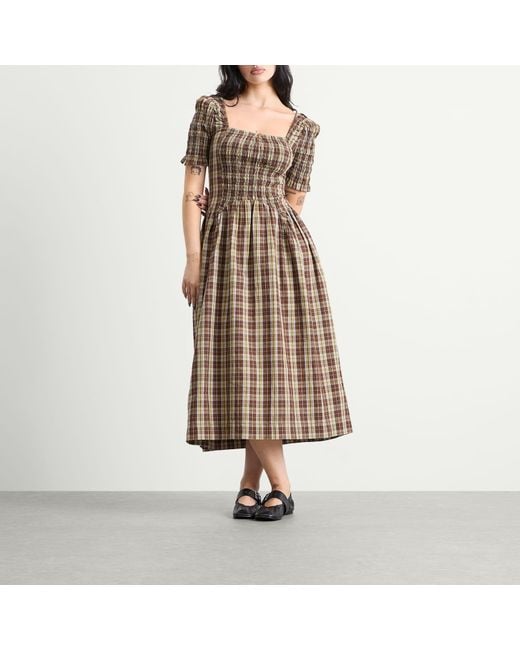 Damson Madder Natural Emmy Shirred Midi Dress