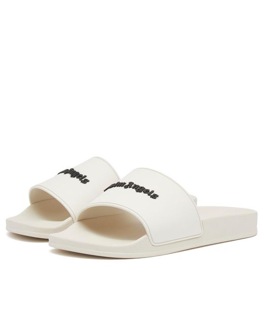 Palm Angels White Classic Logo Pool Slide