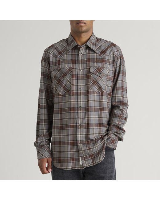 Acne Gray Surrow Check Flannel Long Sleeve Shirt for men