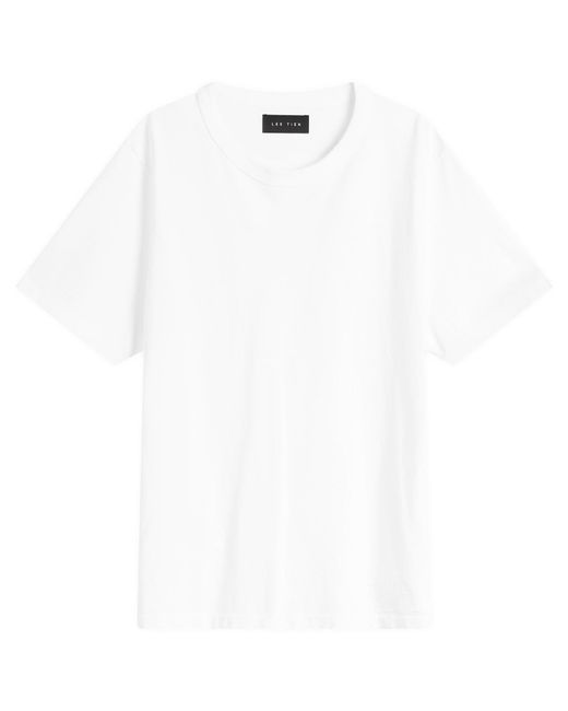 Les Tien White Heavyweight Binded Neck T-Shirt for men