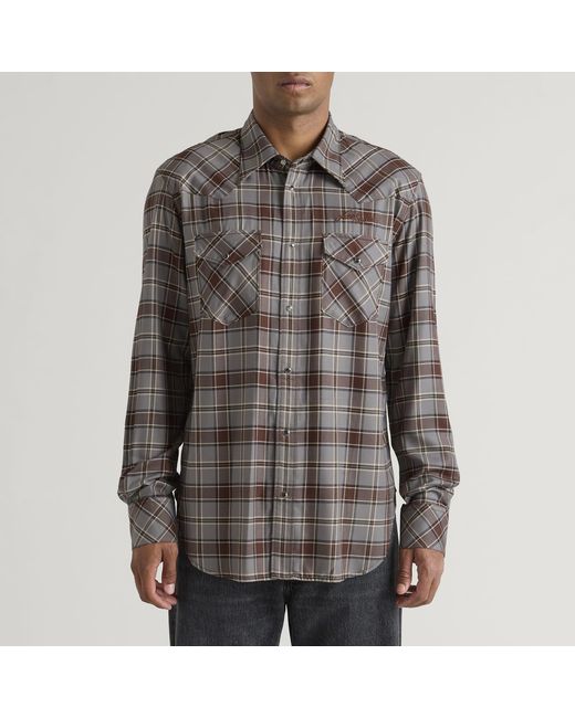 Acne Gray Surrow Check Flannel Long Sleeve Shirt for men