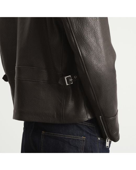 Second/Layer Black Second Layer Rider Leather Jacket for men