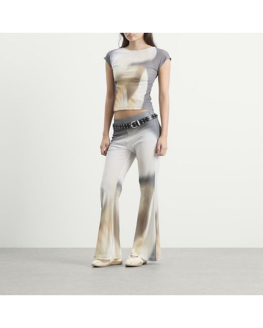 Kijun Gray Print Cap Sleeve Top