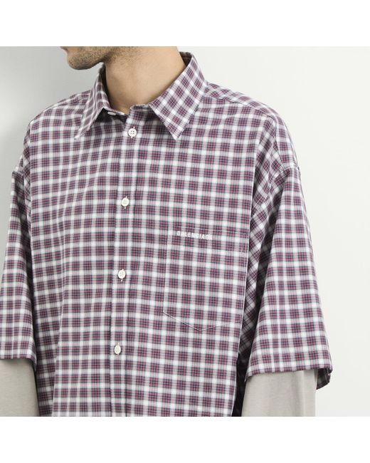 Balenciaga Multicolor Check Poplin Double Layer Shirt for men
