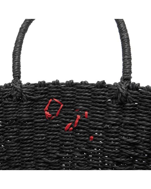 Damson Madder Black Straw Market Bag
