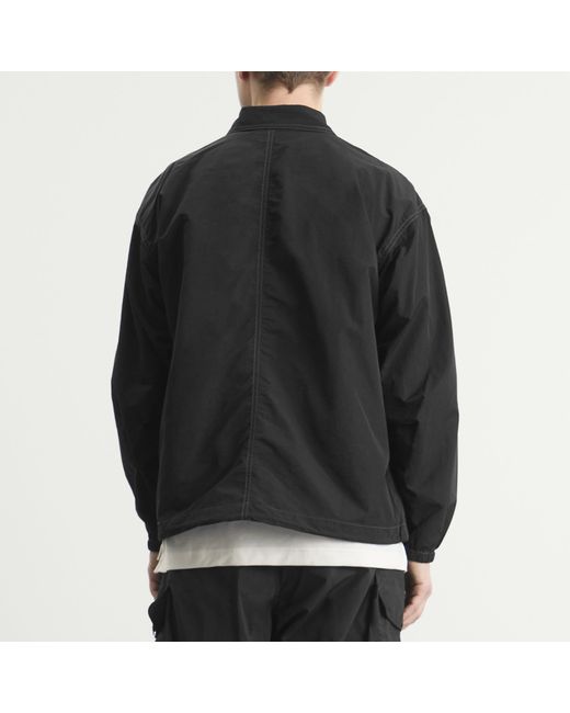 And Wander Black Crinkled Nylon Shirt Jacket for men