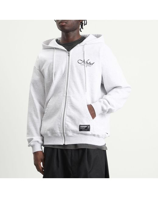 Neighborhood White Staple Logo Zip Hoodie for men