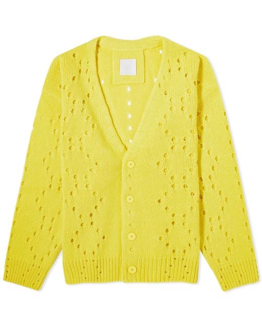 Givenchy Yellow Pointelle Argyle Cardigan for men