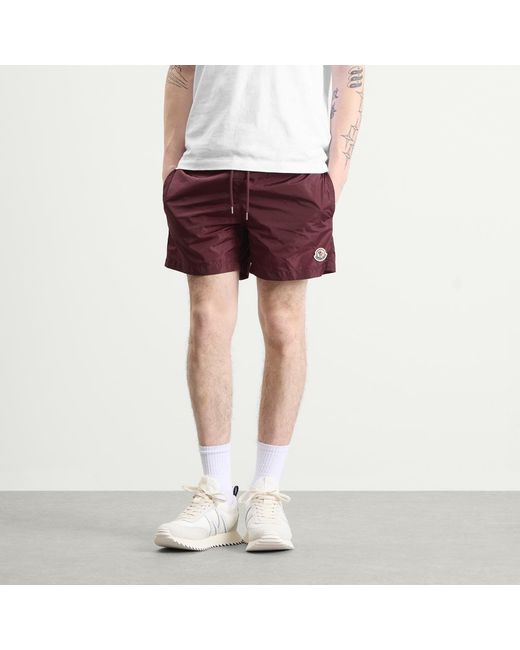 Moncler Red Nylon Swim Shorts for men