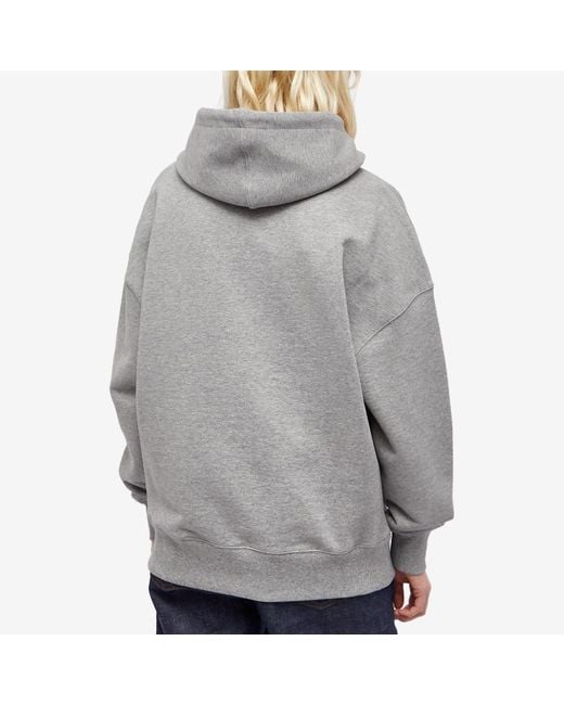 AMI Gray Coeur Sacré Organic-cotton Hoodie - Unisex - Cotton