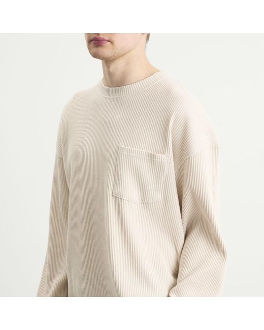 FRIZMWORKS Natural Oversized Waffle Pocket Long Sleeve T-Shirt for men