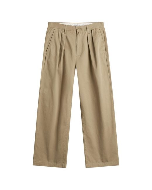 Beams Plus Natural New Wide Pleated Chino for men