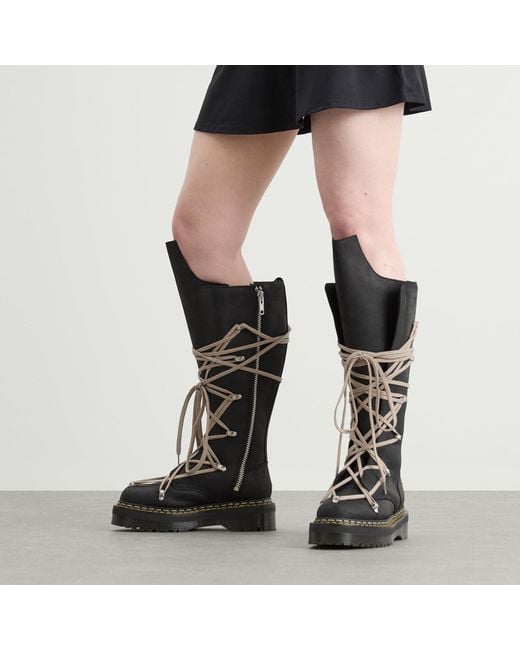 Rick Owens X Dr. Martens 1B60 Quad Pentalace Knee High Boot in