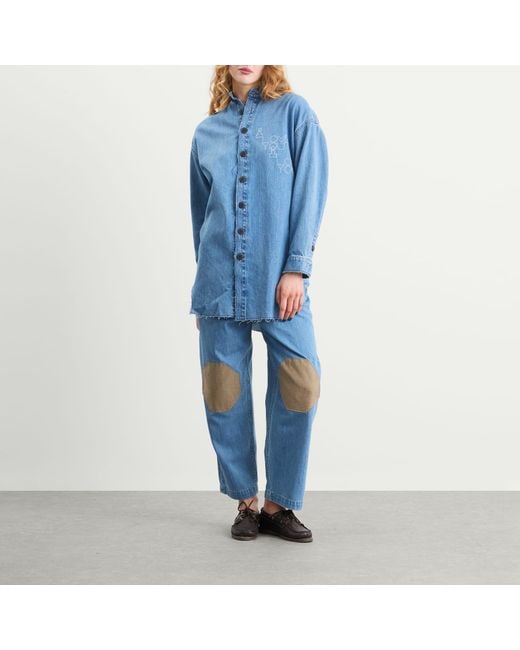 EBIT Blue Denim Pant With Octagon Patch