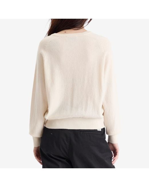 DUNST White Loose V-Neck Sweater