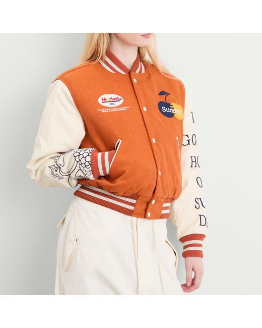 SUNDAYFRUITMARKET Orange Golden Hour Varsity Jacket