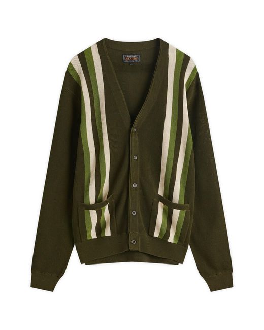 Beams Plus Green Stripe Cardigan for men