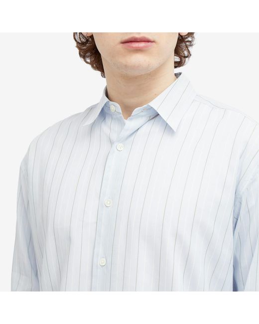 Auralee White Finx Stripe Shirt for men