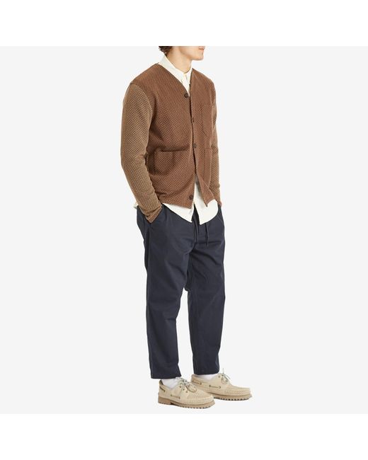 Universal Works Brown Jacquard Cardigan for men