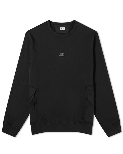 C P Company Black Pocket Crew Sweat for men