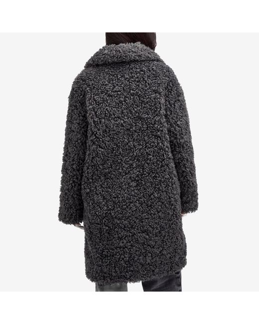 Stand Studio Black Midi Faux Fur Coat