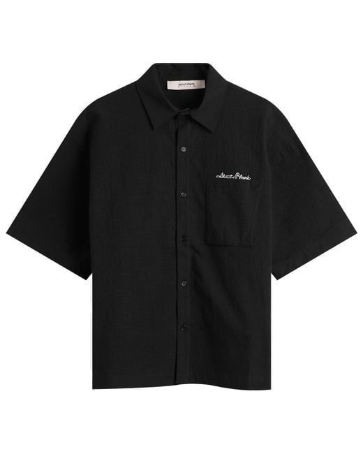 About Blank Black Seersucker Shirt for men