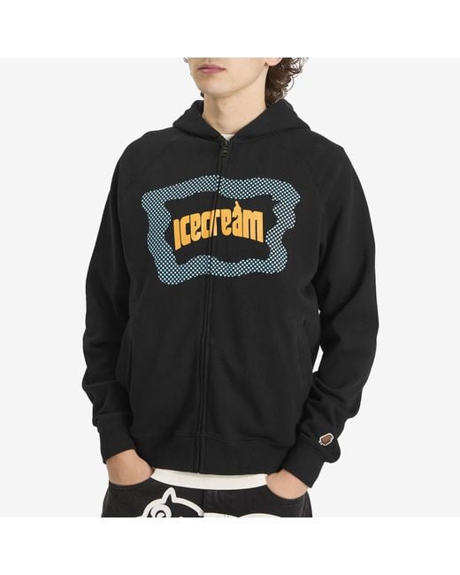 ICECREAM Black Block Logo Zip Hoodie for men