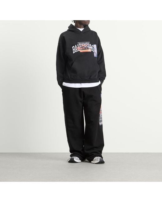 Balenciaga Black Baggy Bumper Stickers Sweatpants for men