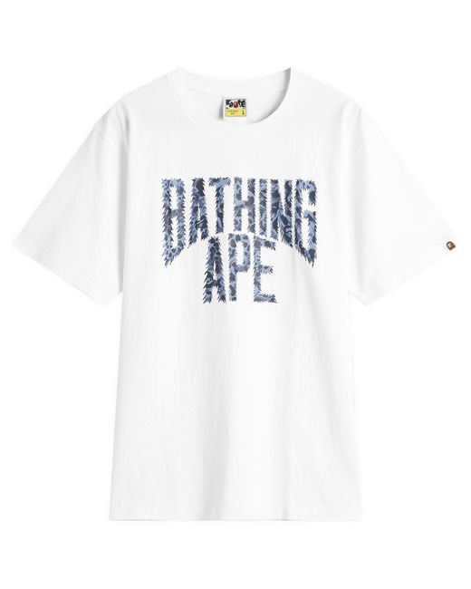 A Bathing Ape White Wild Leopard Nyc Logo T-Shirt for men