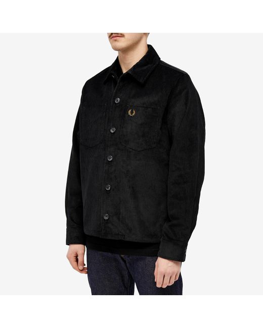 Fred Perry Black Cord Overshirt for men