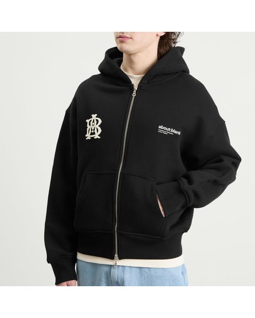 About Blank Black Dual Logo Zip Hoodie for men