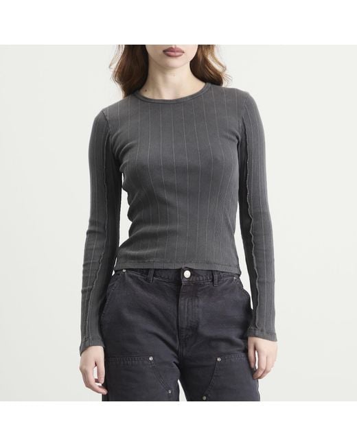 mfpen Gray Long Sleeve Rib T-Shirt
