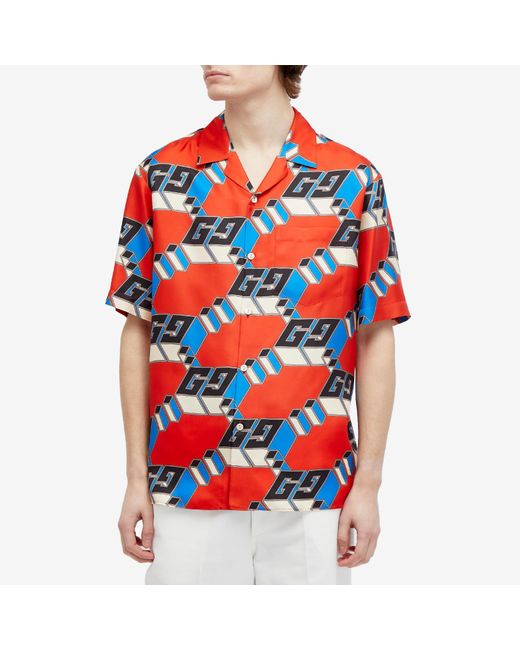 Gucci Red Gg Game Big Vacation Shirt for men