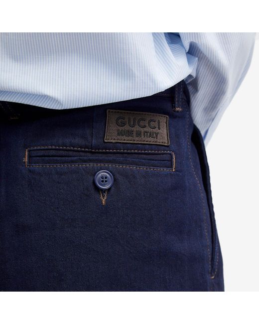 Gucci Blue Pleat Trousers for men