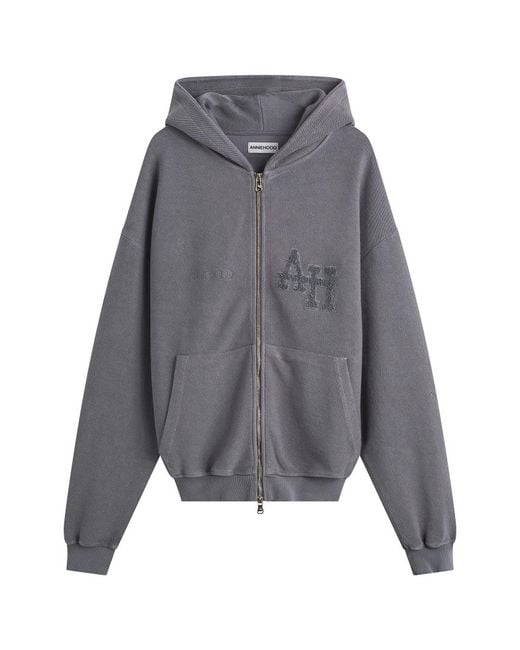 Annie Hood Gray Inside Out College Zip Hoodie for men