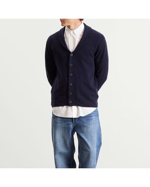 John Smedley Blue Rockford Cashmere Shawl Collar Cardigan for men