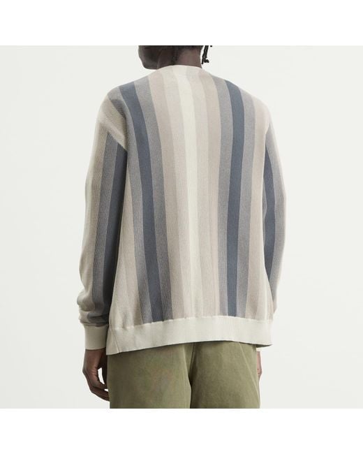 Beams Plus Gray Multi Stripe Cardigan for men