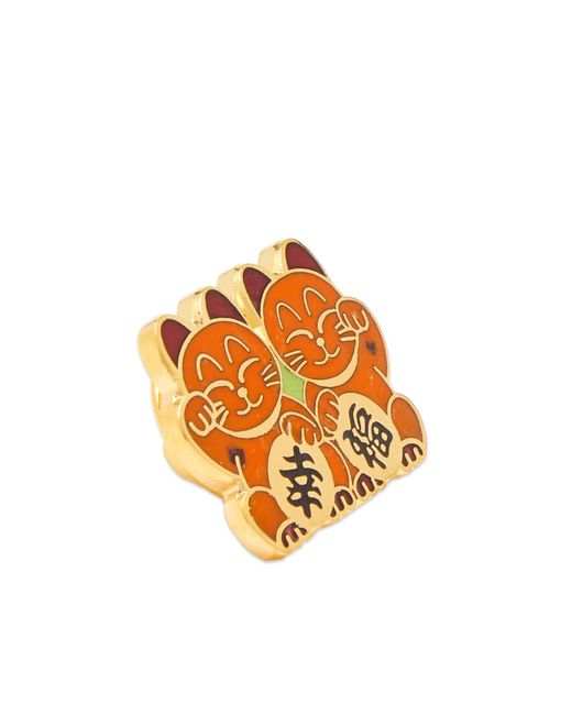BEAMS Japan Orange Lucky Cat Pin Badge