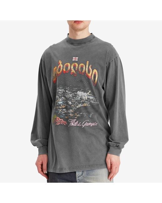 Balenciaga Tbilisi Tubular Long Sleeve Large T-Shirt in Gray