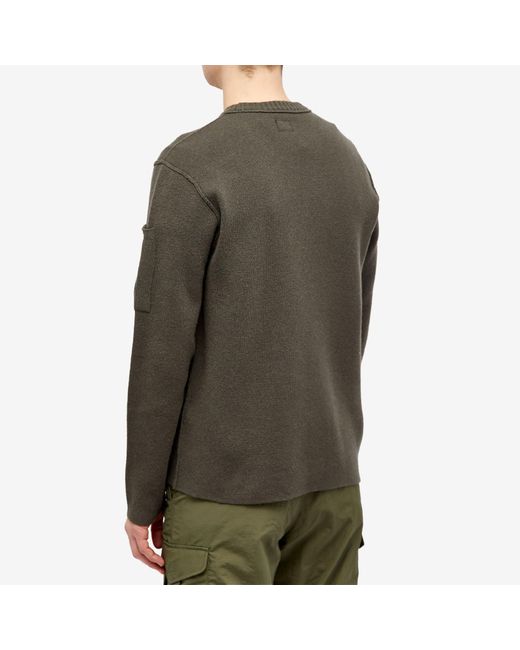 C P Company Green Lens Lambswool Crew Knit for men